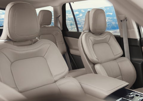 The interior of a 2024 Lincoln Aviator® SUV in the Sandstone interior color | Brinson Lincoln of Corsicana in Corsicana TX